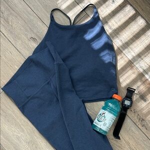 Navy Blue Athletic Tank and Leggings Set